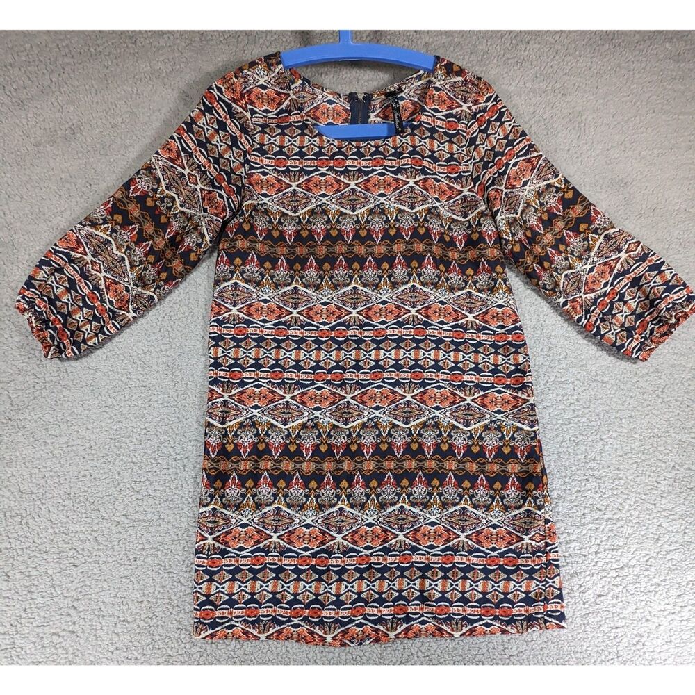 Feathers Mini Dress Womens Size Small Multcolor Geometric Aztec Boho NWOT
